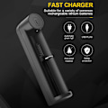 Miniatyrbilde 6 av 8: Batterilader 1 spor USB 18650 26650 21700 Li-ion oppladbar batterilader