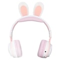 Miniatyrbilde 2 av 8: Rabbit Ear Bluetooth 5.0-hodetelefoner sammenleggbare trådløse headset for barn med LED-fargelys for PC-nettbrett Online læring Hvit Rosa
