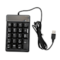 Miniatyrbilde 1 av 8: Kablet nummertastatur Svart USB-tilkobling 19 U-formede taster Plug and Play Kompakt numerisk tastatur for bærbar PC Desktop