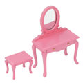 Miniatyrbillede 2 af 8: Dukkehus Sminkebord 1:12 Skala Pink Høj Simulation Lys Farve Mini Sminkebord til 1:12 Dukkehus