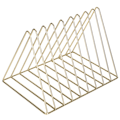 Miniatyrbild 2 av 8: Järntidningshållare Triangulär bok Brevlagring Metall Desktop File Sorter Organizer Guld