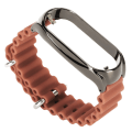 Miniatyrbillede 3 af 8: Blød silikone urrem med beskyttende kofangerkasse i rustfrit stål Passer til Mi Band 7 Brown