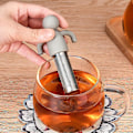 Miniatyrbillede 3 af 5: Te-infuser Sæt af 2 Rustfrit Stål Ekstra Fin Masket Si med Silikonhåndtag Søde Te-kugler til Kande Grå og Blå