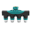 Miniatyrbillede 5 af 8: 3/4\" 4-vejs slangefordeler splitter havevanddeler hane adapter slange lukkeventil US