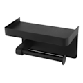 Miniatyrbillede 6 af 8: Toiletpapirholder med hylde i rustfrit stål, minimalistisk stil, vægmonteret, vandtæt toiletpapirrulleholder til badeværelse K9 Hem Black
