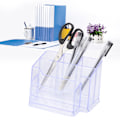 Miniatyrbillede 6 af 8: Populær kontorartikler Transparent Multifunktions Penholder med Card Box i Transparent White