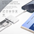 Miniatyrbild 2 av 5: iPhone USB-kameraadapter, dubbel USB hona OTG-kabel med Lightning-laddningsportadapter, USB-adapter för iPhone kompatibel med iPhone 14/13/12/11/X/