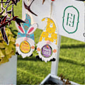 Miniatyrbild 4 av 5: Glad Påsk Ornament i Trä Trägnom för Dockdörr Hängande Hänge Blå