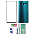 Miniatyrbillede 1 af 8: Mobiltelefon Bag Glasdæksel og Ydre Glaspanel Udskiftning til Samsung S10 G973Grøn