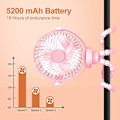 Pikkukuva 2 / 5: 5200mAh USB-tuuletin, vauvanvaunujen tuuletin, retkeilytuuletin LED-valoilla, pöytätuuletin retkeilyyn, pinkki