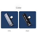 Pikkukuva 3 / 5: 2-in-1 USB Type-C - 3,5 mm:n kuulokeadapteri 16 bitin/48 kHz:n dekooderilla, musta