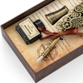 Miniatyrbillede 2 af 5: Fjerpenforseglingsstempel sæt Retro europæisk stil rustfrit stål pen og blæksæt sort