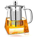 Miniatyrbillede 1 af 4: 1 Styk Klar Firkantet Bund Tekande Med Klar Glas Infuser, Borosilikat Infuser Til Husholdningen, Perfekt Til Te Og Kaffe (550ml)