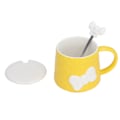 Miniatyrbillede 3 af 8: 400 ml sød sløjfe keramisk te mælk vand kop kaffe krus med låg rustfrit stål ske til hjemmet ferie gaver gul