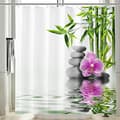 Zen Duschdraperi Anti Mögel 3D-tryckt Bambu Sten Badrumsgardin 180x200 Lång Vattentät Polyestertyg Orkidé P