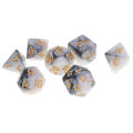 Pikkukuva 4 / 5: 3 x 7 kappaletta monitahoisia noppia Dungeons and Dragons RPG -lautapeliin, harmaa valkoinen