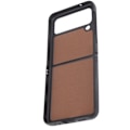 Miniatyrbild 8 av 8: Fällbar skärm mobiltelefonfodral läder fällbar skärm telefonfodral skydd för Samsung Galaxy Z FLIP 4 brun