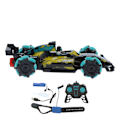 Miniatyrbilde 6 av 8: 2,4 GHz RC 4WD LED Music Car 360 graders roterende modellbil leketøy med dobbel fjernkontroll Gul