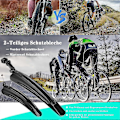 Miniatyrbillede 3 af 5: Universal For- & Bagskærm, Fuld Dækning Tykkere Bredere Justerbar Cykelskærm, passer til 20/22/24/26 tommer MTB Racercykel, Sort_SZXM