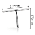 Miniatyrbillede 2 af 5: Rustfrit Stål Bruser Squeegee med Sugeskål Klar Glasvægsrenser Krom Finish