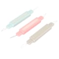 Miniatyrbillede 5 af 8: 3 stk. dobbeltnålsindtrådere 3,9 tommer længde multifunktionelle bærbare nåleindtrådere til håndsyning DIY pink blå grå