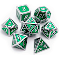 Miniatyrbild 1 av 5: Blodfläckat Metall DND Tärningsset Blodfläckade Tärningar D&D Polyedriska RPG Tärningar (Silvergrön)