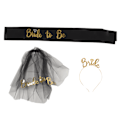 Miniatyrbilde 1 av 8: Bride to Be Tiara Shiny Black Brude Bryllupsbånd Frynser Sentrum Lagdelt slør Sash Krone Bride to Be Gaver