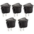 Miniatyrbillede 1 af 5: Sort vippekontakt sæt - 5 stk., 2 SPST terminaler, 6A, 250VAC, UL, VDE