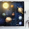 Miniatyrbillede 1 af 2: 2025 Nyt Puzzle bruseforhæng, solsystem solplanetarisk bane astronomi ydre rum, stof badeværelsesdekoration