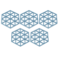 Miniatyrbilde 3 av 8: 5 stk Silikon Hexagon Plassmatte Varmeisolasjon Tallerken Kopp Skål Matte for Spisebord Blå