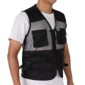 Miniatyrbild 7 av 8: Militärväst Slitstark ventilerande Multi Pocket Mesh fiskeväst för utomhusaktiviteterL Svart