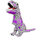 Miniatyrbilde 1 av 4: Dinosaur Oppblåsbar T-Rex Kostyme for Barn og Voksne - Lilla