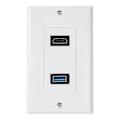 Miniatyrbilde 1 av 5: 1x 2-Port HDMI+USB 3.0 Hun Veggplate Panel Uttak Skjøteledning