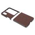 Miniatyrbillede 8 af 8: Carbon Fiber Texture Foldetelefon Beskyttelsesetui Mobiltelefonbeskyttelsescover til Oppo Find N2 Flip Brown