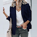 Miniatyrbillede 4 af 5: Kvinde Mørkeblå Sjal Krave Business Cardigan Jakke Blazer, Langærmet Casual Arbejdstøj - Størrelse 2XL