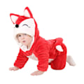 Miniatyrbild 1 av 5: Dinosaur Kostym Barn Söt Huvad Onesie Djurkostym för Halloween - Röd Räv (6-12 Månader)