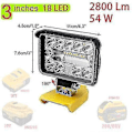 Miniatyrbild 2 av 5: 204W LED Arbetslampa 8600 Lm Ficklampa För Dewalt Xr 18V 20V Litiumbatteri 3 Tum