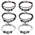 Miniatyrbillede 6 af 8: 6 stk. Armbånd Håndvævet Spaltet Læder Flettet PU Herre Dame Retro Armbånd 23cm