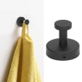 Miniatyrbillede 3 af 6: Enkelt knagekrog 304 Rustfrit Stål Sort Vægmonteret Håndklæde Tøj Hat Hanger til badeværelse Køkken