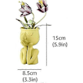 Miniatyrbild 3 av 5: 2025 Ny Kreativ Nordisk Blomkruka Vas för Suckulenter Abstrakt Blomkruka Ansikte Inomhus Blommor Gul Vas