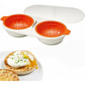 Miniatyrbillede 1 af 5: Æggedamper med dræn, Æggepocherer til mikroovn, Non-stick funktion, Æggepocherer kop til mikroovn, Dobbelt kop æggekoger, Køkkenredskab, BPA-fri