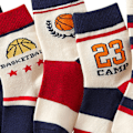 Miniatyrbild 6 av 8: 5 par pojkar basketstrumpor barn sport stil basketbrev lös mjuk andningsbar alla match mid calf strumpor M 3-5 år gammal