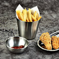 Miniatyrbillede 2 af 5: 350 ml pommes frites kop, holdbar, rustfrit stål til servering af pommes frites, sølv) 3 pakker