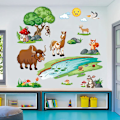 Miniatyrbild 4 av 5: Ett Set Väggdekaler Djur Växter Sol Moln Väggdekal Väggdekoration för Vardagsrum Sovrum Kontor