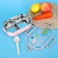 Miniatyrbild 4 av 8: Bärbar 304 Rostfritt Stål 650ML Bento Box Läckagesäker Matbehållare för Studenter BarnRosa