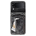 Miniatyrbillede 5 af 5: Til Samsung Galaxy Z Flip4 5g Etui Kortholder Pu Læder Støtteben Telefon Cover Med Håndrem-B6 Sort