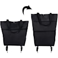 Miniatyrbilde 1 av 3: Sammenleggbar handletralle, sammenleggbar to-trinns glidelås sammenleggbar handlepose med hjul sammenleggbar handletralle for frukt, grønnsaker, shopping