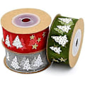 Miniatyrbild 1 av 4: Set med 2 Julband Paljetter Design Julelement 2,5cm x 5 m (Grå,Grön)