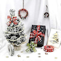 Miniatyrbild 4 av 4: Set med 2 Julband Paljetter Design Julelement 2,5 cm x 5 m (Grå, Grön)