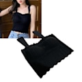 Miniatyrbillede 5 af 8: Dame Tank Top Slim Fit Sømløs Brystpude Åndbar Blonder Bred Strop Basic Camisole Sort Gratis Størrelse (37,5-62,5 kg/82,7-137,8 lb)